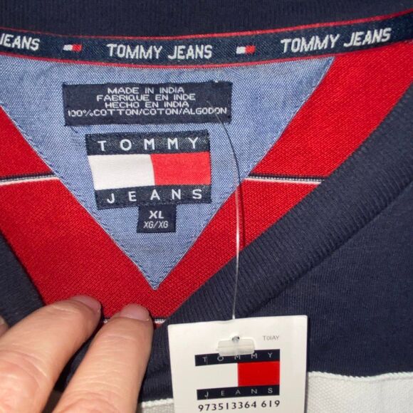 Tommy Jeans Men's Multicolor Coloblock Stripe Cotton Crew Neck T-Shirt XL NWT - Picture 8 of 9